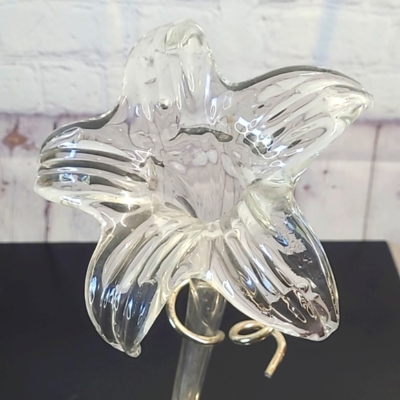 Vintage MCM Hand Blown Glass Art Nouveau Style Lily Orchid Vase Patina Silver - Picture 10 of 17